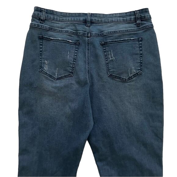 Tribal Jeans Distressed Stretch Raw Hem Side Red Stripe Ankle Jeans Size 12 - Picture 6 of 13